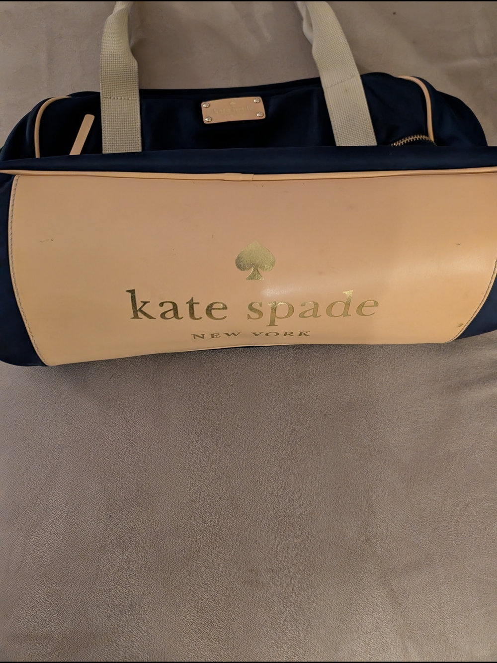 Kate Spade Navy and Cream Logo Duffle Bag